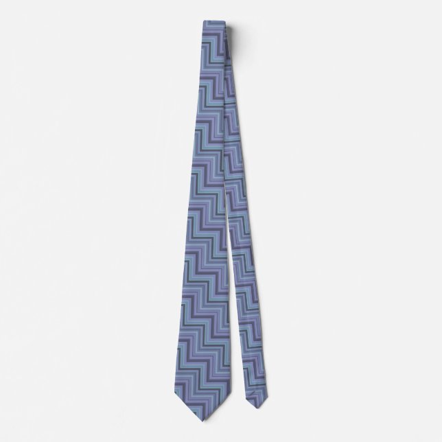 Blue-grey stripes stairs pattern tie (Front)