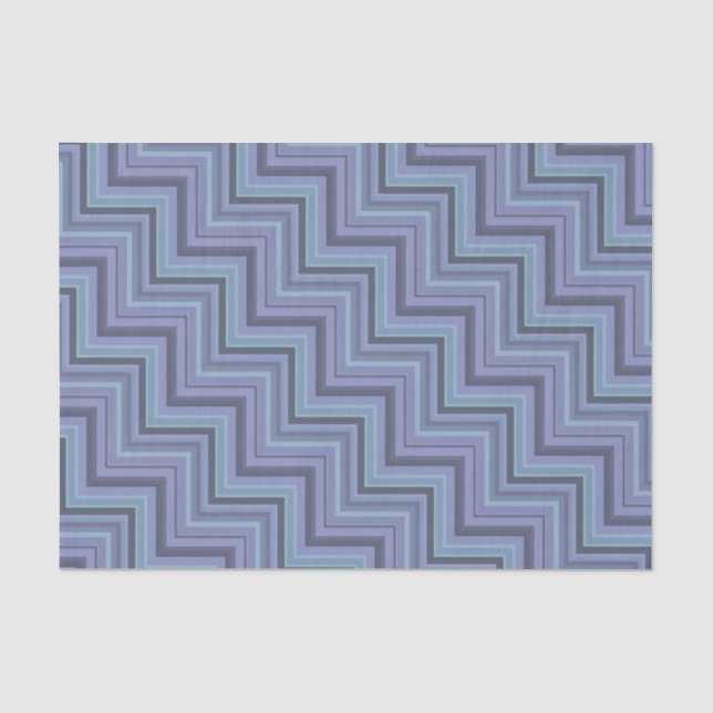 Blue-grey stripes stairs pattern tissue paper (Front)