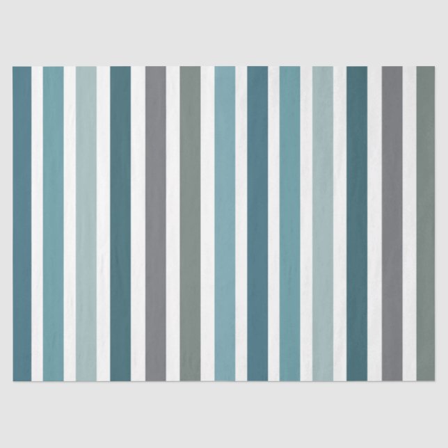 Blue Grey Stripes Tissue Paper (Front)