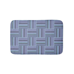 Blue-grey stripes weave pattern bath mat