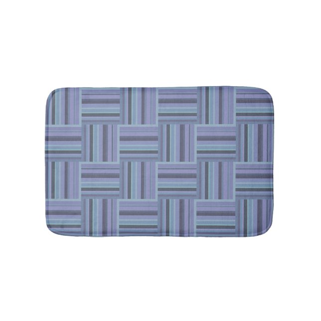 Blue-grey stripes weave pattern bath mat (Front)