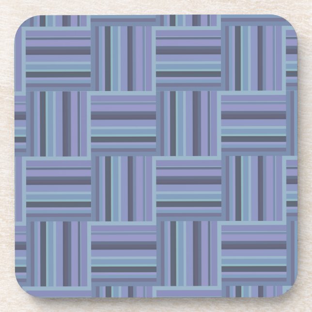 Blue-grey stripes weave pattern coaster (Front)
