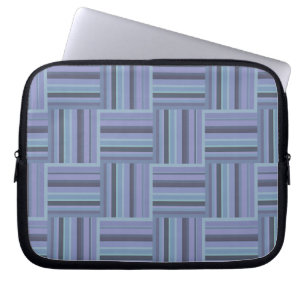 Blue-grey stripes weave pattern laptop sleeve
