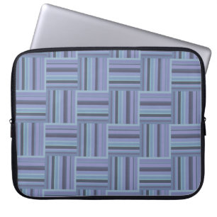 Blue-grey stripes weave pattern laptop sleeve
