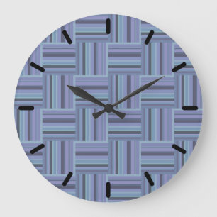 Blue-grey stripes weave pattern large clock
