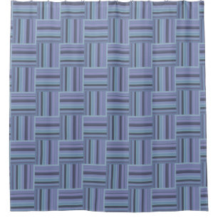 Blue-grey stripes weave pattern shower curtain