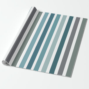 Blue Grey Stripes Wrapping Paper