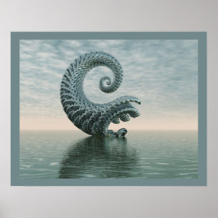 Blue-Grey Surrealistic Abstract Water Landscape Poster