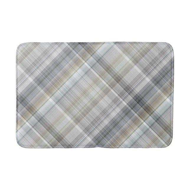 Blue/Grey/Tan Plaid Bath Mat (Front)