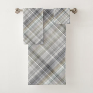 Blue/Grey/Tan Plaid Bath Towel Set