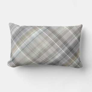 Blue/Grey/Tan Plaid Lumbar Cushion