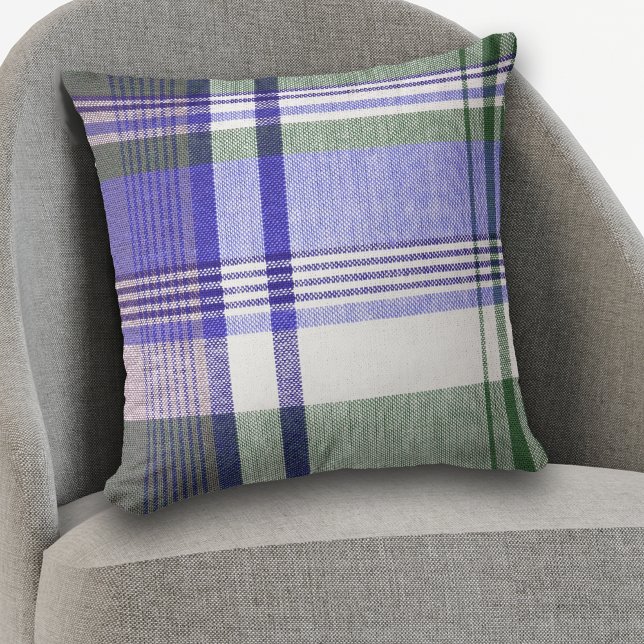 Blue Grey Tartan Plaid Pattern Pillow (Creator Uploaded)