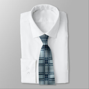 Blue Grey Tartan Plaid Tie