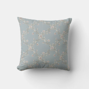 Blue Grey Taupe Rose Sage Trellis Pattern Cushion