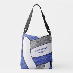 blue grey team colours girls volleyball coach crossbody bag