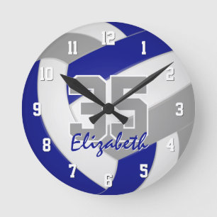 blue grey team colours players name volleyball round clock