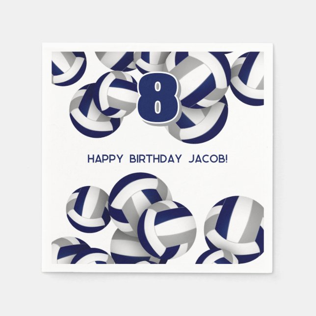 blue grey team colours volleyball kids sports napkin (Front)