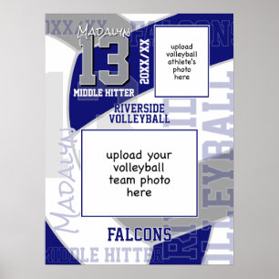 blue grey team colours volleyball team photo poster