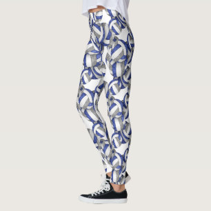 blue grey team colours volleyballs pattern leggings
