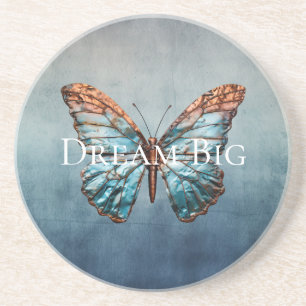 Blue Grey Texture Butterfly Coaster