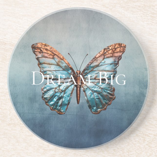 Blue Grey Texture Butterfly Coaster (Front)