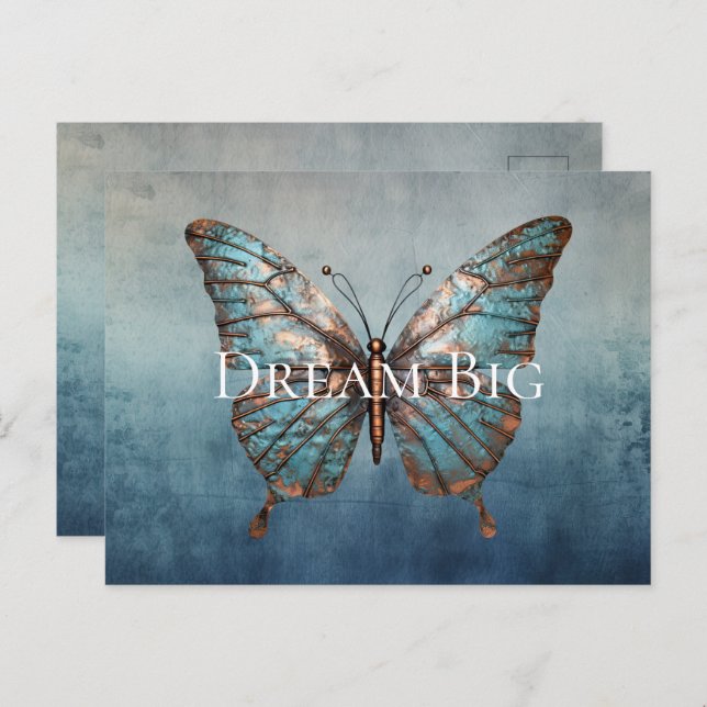 Blue Grey Texture Butterfly Postcard (Front/Back)