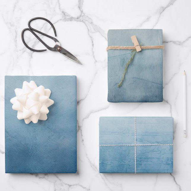 Blue Grey Texture Wrapping Paper Sheet (Front)
