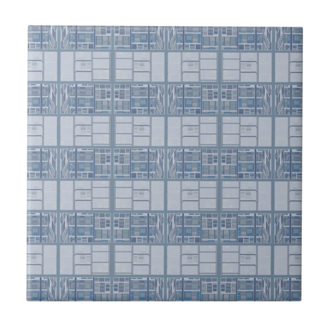 Blue Grey Textured Stripe Tile (Front)