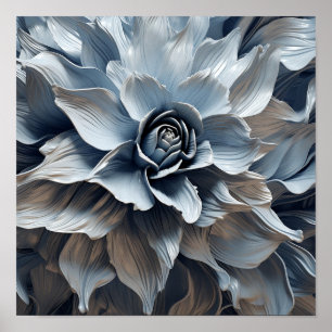 Blue grey tone abstract art print