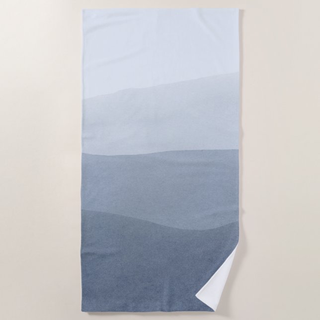 Blue-Grey Tones Serine Abstract Landscape Beach Towel (Front)