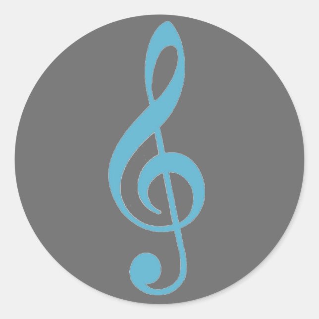 Blue grey treble clef music stickers (Front)