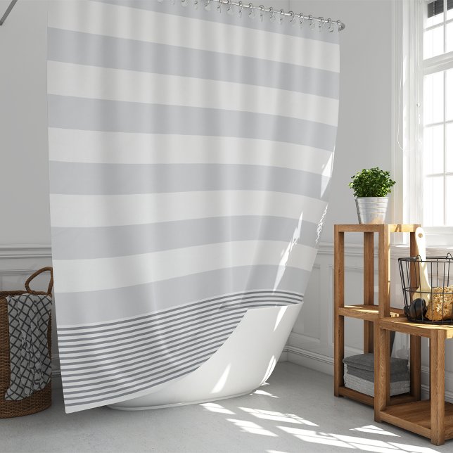 Blue Grey Turkish Stripe Shower Curtain (Creator Uploaded)