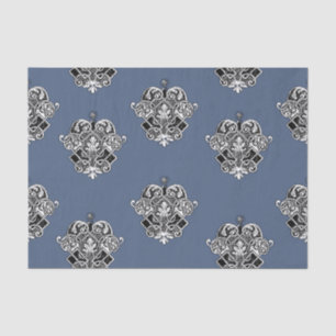 Blue Grey Victorian Ornamental Design Tissue Paper