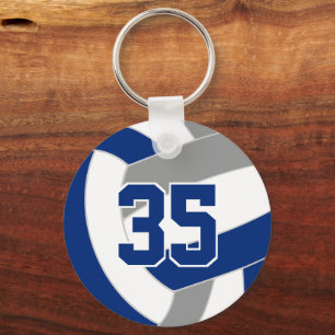 Blue grey volleyball team colours personalised key ring