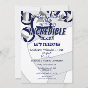blue grey volleyballs kids school club team party invitation