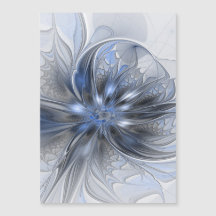 Blue Grey Watercolor Abstract Floral Fractal Art