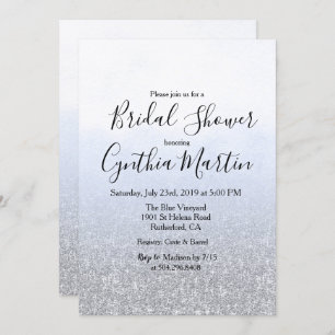Blue Grey Watercolor Bridal Shower Invitation