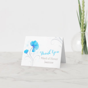 Blue grey watercolor swirl wedding thank you