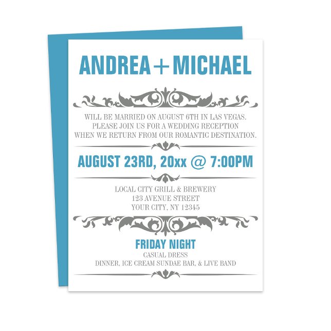 Blue Grey Wedding Reception Only Invitation (Blue Gray Wedding Reception Only Invitation from Starzraven on Zazzle. Downloadable evite available.)