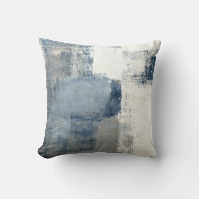 Blue/Grey/White Abstract Decor Pillow (Front)