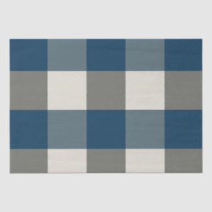 Blue Grey White Buffalo Check Tissue Paper