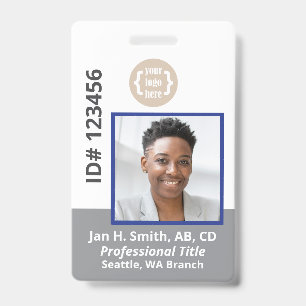 Blue Grey White Employee Photo ID Card Badge