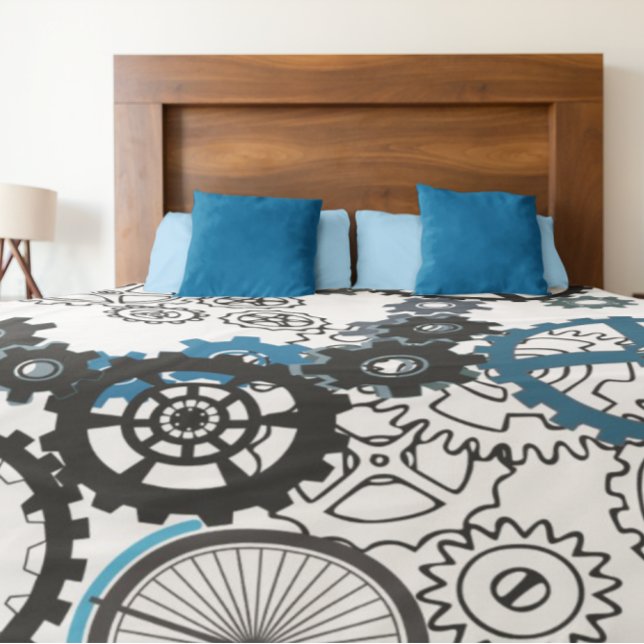 Blue Grey White Gears Steampunk Boys Decor Fleece  (Creator Uploaded)