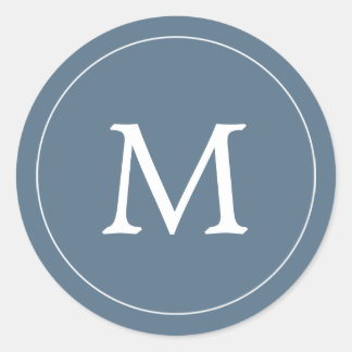 Blue Grey & White Monogram Seal
