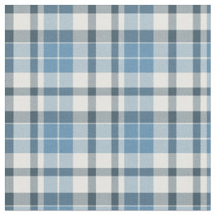 Blue Grey White Plaid Pattern Fabric