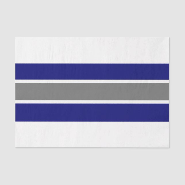 Blue/Grey/White Stripe 18lb Tissue Paper (Front)