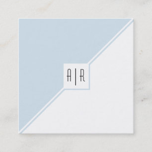 Blue grey, white triangles and monogram modern square business card
