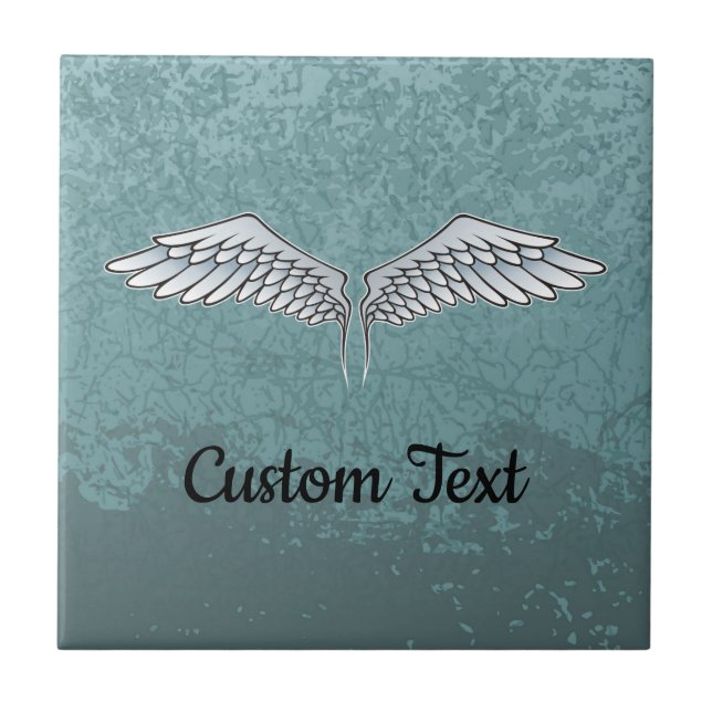 Blue-Grey Wings Ceramic Tile (Front)
