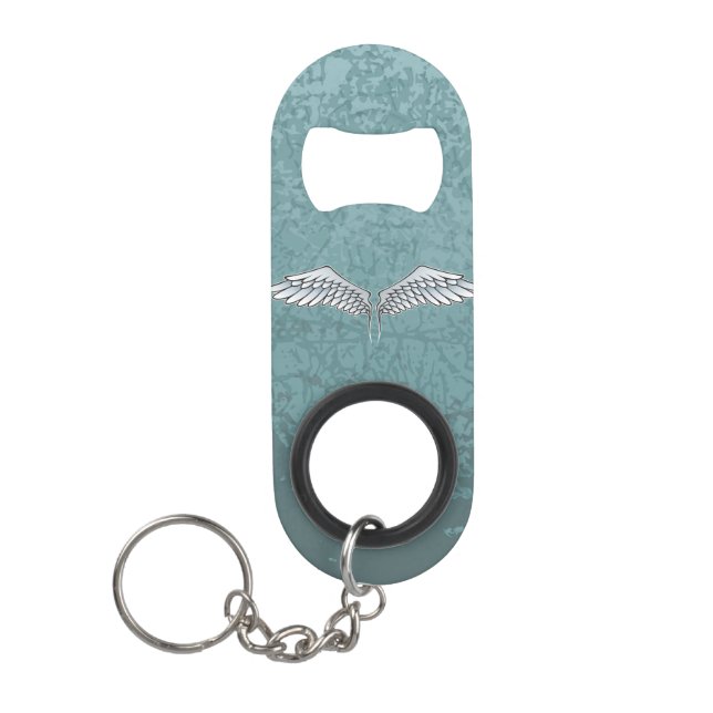 Blue-Grey Wings Keychain Bottle Opener (Front)