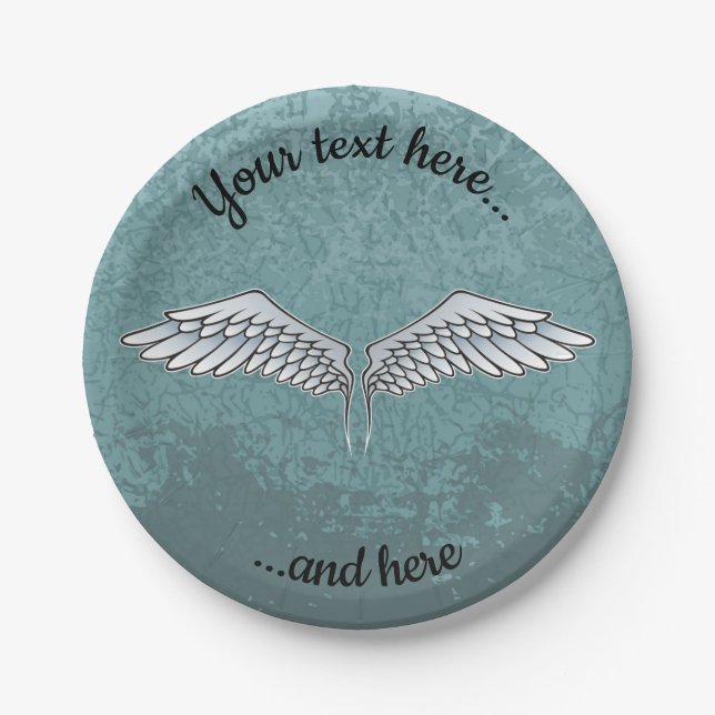 Blue-Grey Wings Paper Plates (Front)